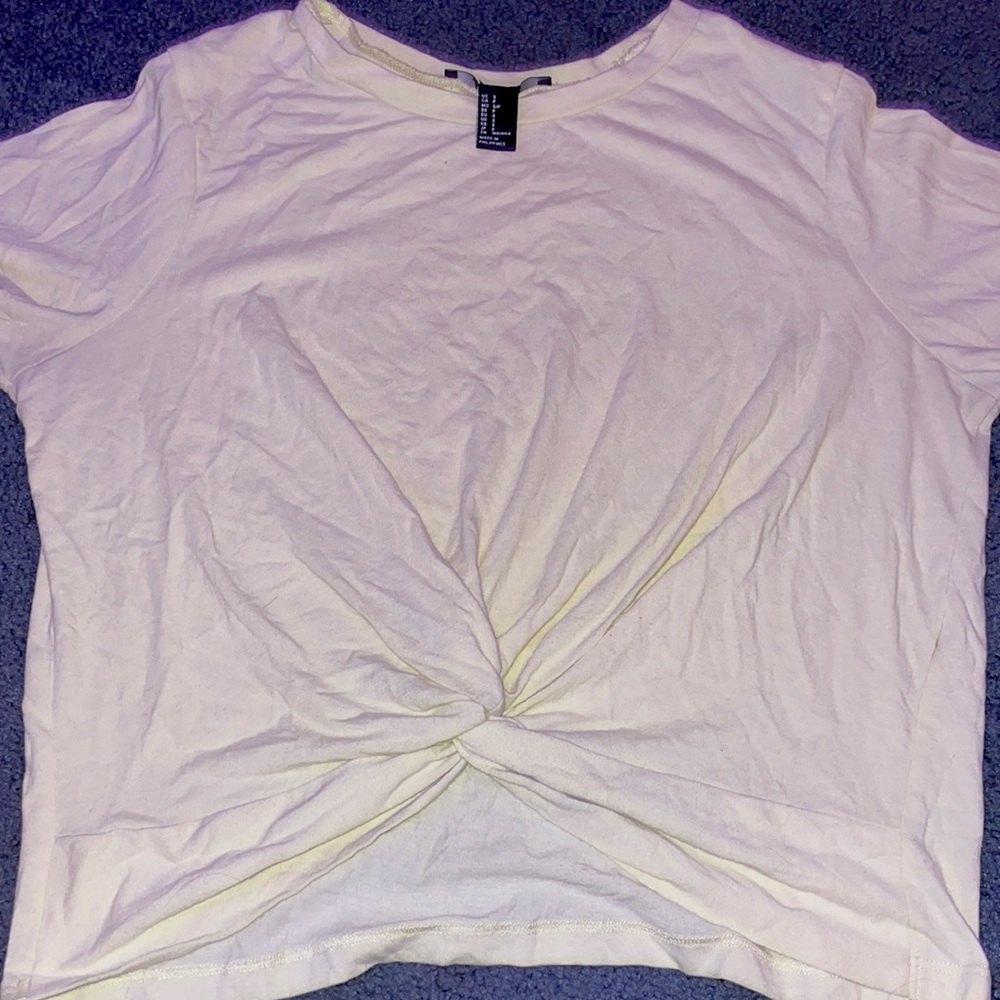 Pale yellow tie front T-shirt
